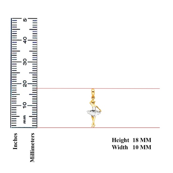 14K Two Tone Dancing Ballerina Pendant